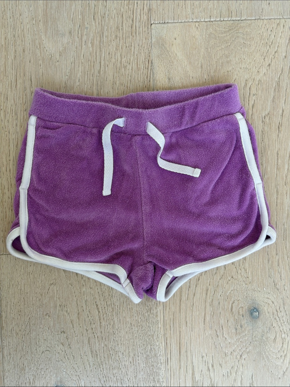 Janie and Jack Purple Terry Shorts with White Trim